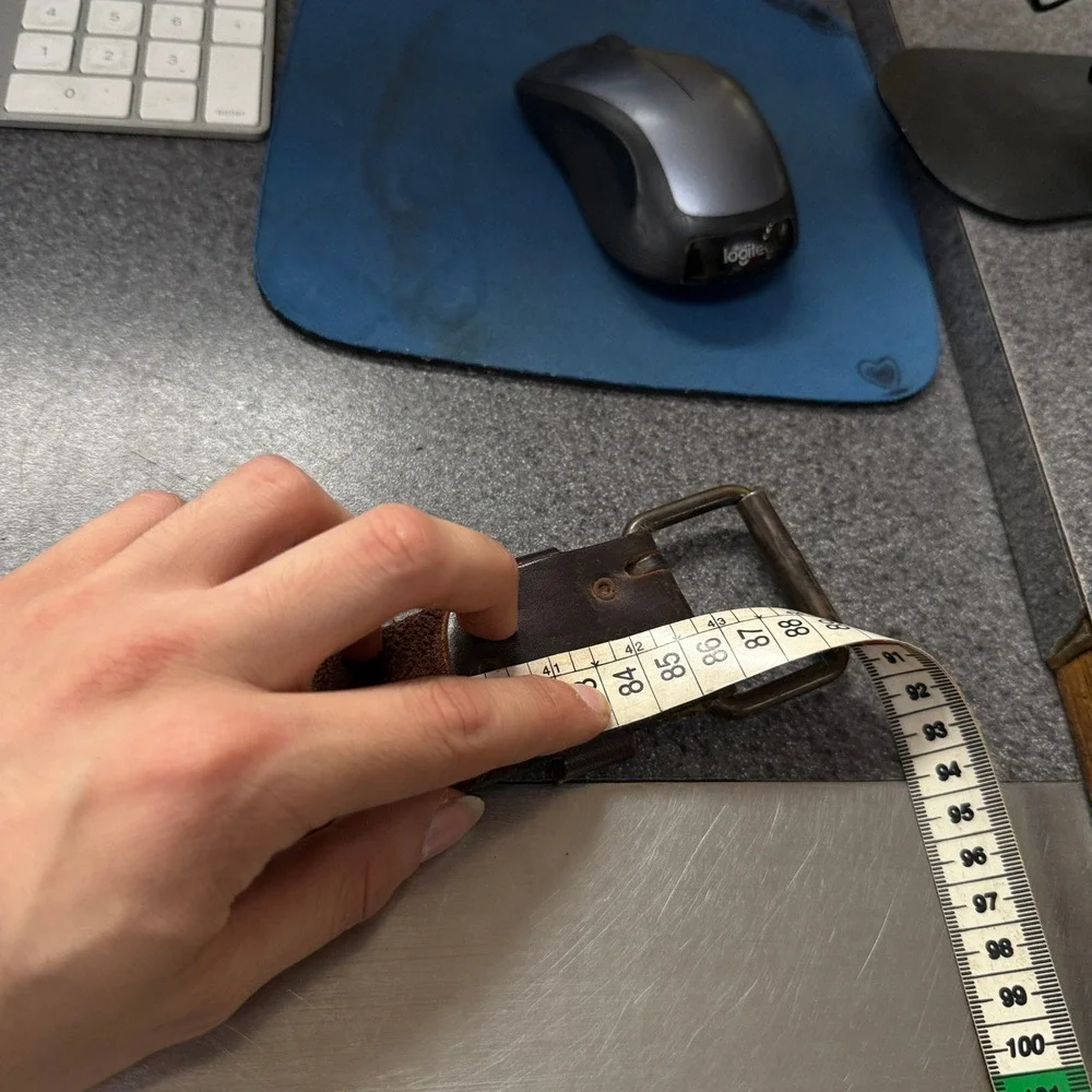 Shag Leather Belt Mens 30 Brown Good Double Prong Distressed Wide Heavy Duty